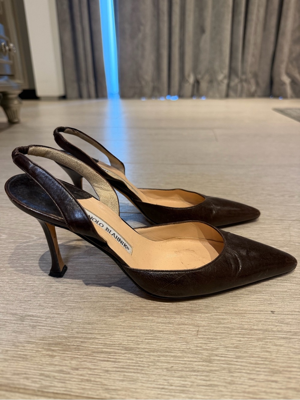 Dark Brown 70mm Women's Slingback Pump - Leather